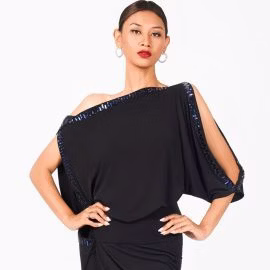 BOAT NECK CRYSTAL EDGE TOP