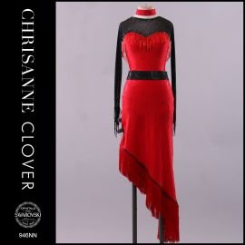 LDD946NN LATIN DRESS - RED & BLACK