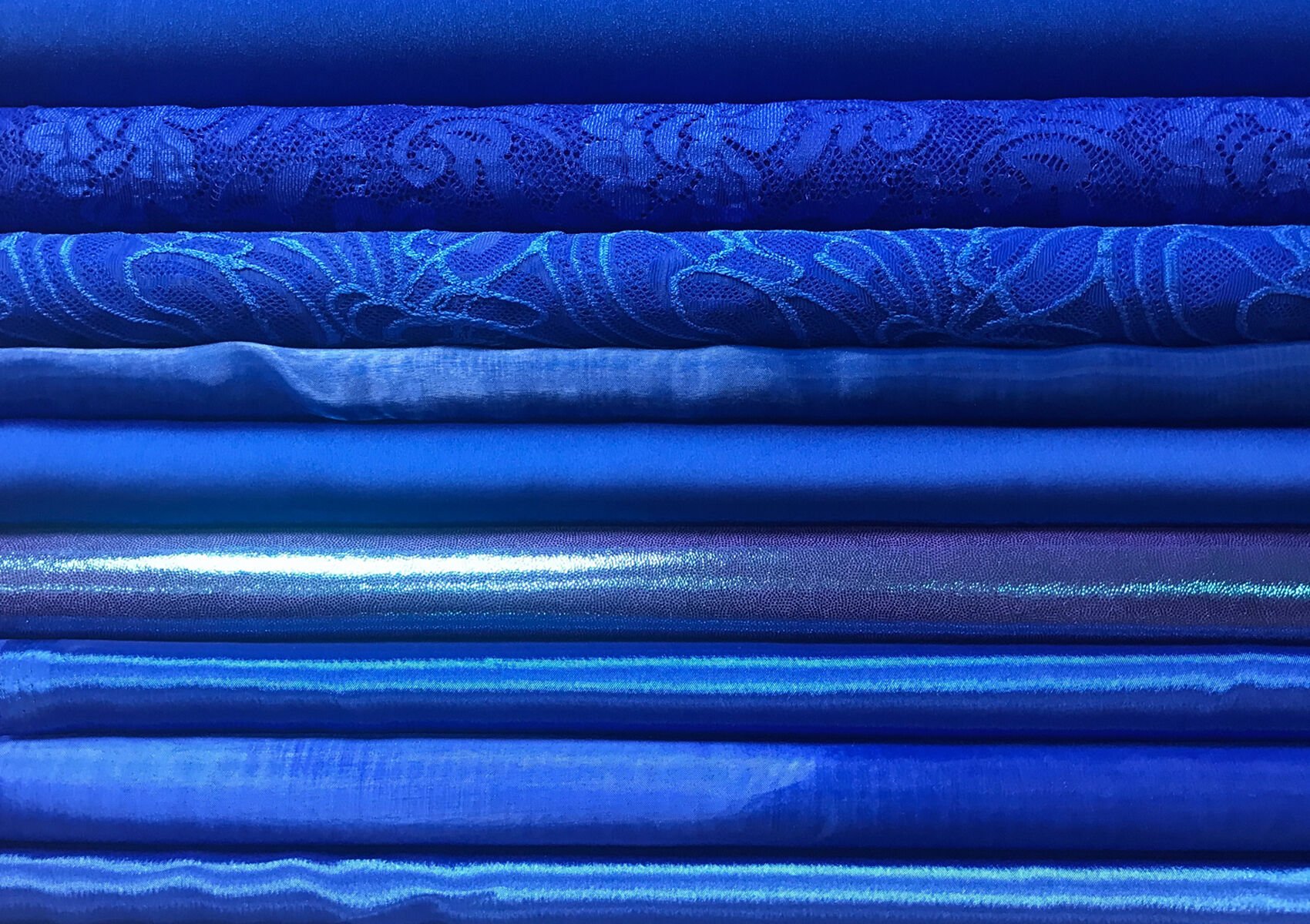 Cobalt blue colour couture fabric