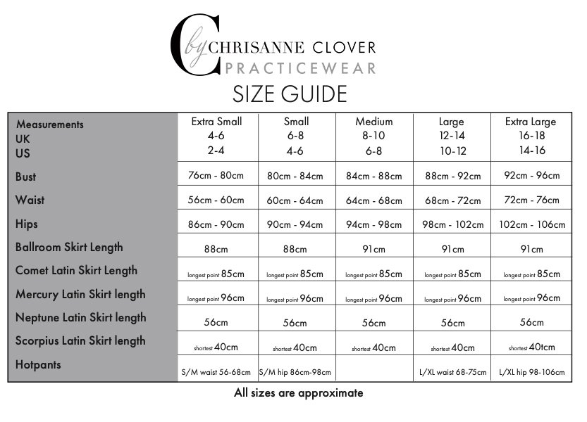 Couture Size Charts Chrisanne Clover